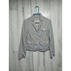 Gap Limited Edition Denim Blue Jean Jacket Womens Small Railroad Stripes Blazer